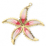 Ciondoli in acciaio inossidabile fiore oro-bianco madreperla-rosa-rosa ciliegia