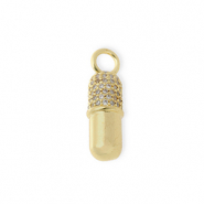 Metallo TQ in ottone ciondolo capsula con strass oro-trasparente