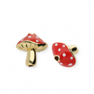 Metallo TQ in ottone perline fungo oro-rosso-bianco