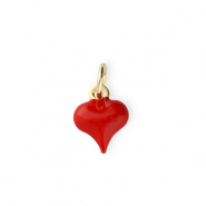 Metallo TQ in ottone ciondolo cuore oro-rosso