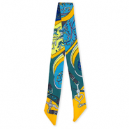 Bandana foulard con fiore verde ottanio-arancione-blu