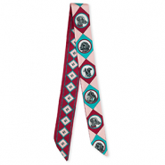 Bandana foulard con cani rosso bordeaux-rosa chiaro-blu turchese