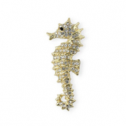 Broches cavalluccio marino con strass oro-cristallo-nero