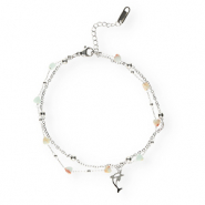 Cavigliere in acciaio inossidabile cuore di pietra argento-blu