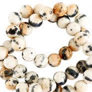 Perline in pietra naturale 6 mm tonda beige-nero