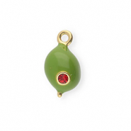 BY31&reg; Ciondoli in ottone Eco-brass con smalto oliva oro-verde oliva-rosso