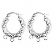 BY31&reg; Componenti in acciaio inossidabile orecchini spirale con 3 anellini argento