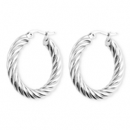 BY31&reg; Orecchini in acciaio inossidabil a cerchio spirale argento