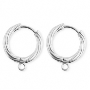 BY31&reg; Componenti in acciaio inossidabile orecchini spirale con anellino argento