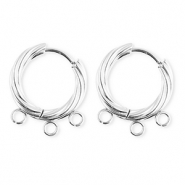 BY31&reg; Componenti in acciaio inossidabile orecchini spirale con 3 anellini argento