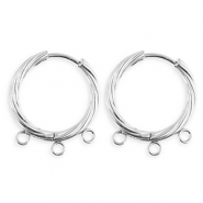 BY31&reg; Componenti in acciaio inossidabile orecchini spirale con 3 anellini argento