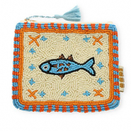 BY31&reg; Pochette pesce con stella blu chiaro-arancione-biancastro-nero