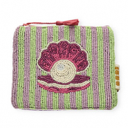 BY31&reg; Pochette conchiglia con perla verde pastello-lilla-melanzana-biancastro-bianco
