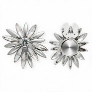 Copri bottoni fiore argento-cristallo