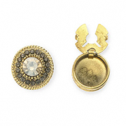 Copri bottoni tonda con strass oro antico-grigio-cristallo
