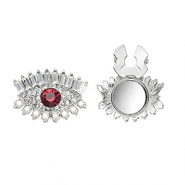 Copri bottoni occhio con strass e imitazione di perle argento-rosso-cristallo-bianco