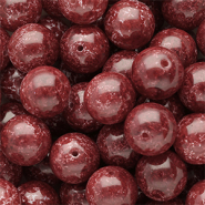 Perline di vetro 14mm rosso borgogna-bianco
