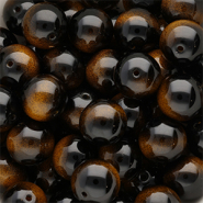 Perline di vetro 14mm nero-giallo ambra