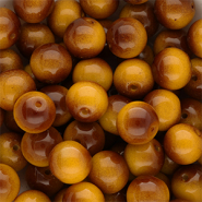 Perline di vetro 12mm marrone-giallo ambra