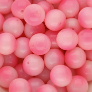 Perline di vetro 14mm Rosa chewing gum-bianco