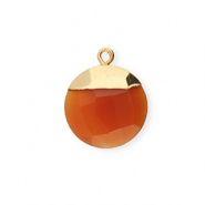 Ciondoli in pietra naturale Calcedonio tonda arancio bruciato-oro