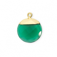 Ciondoli in pietra naturale Calcedonio tonda verde smeraldo-oro