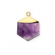 Ciondoli in pietra naturale Ametista esagono viola-oro