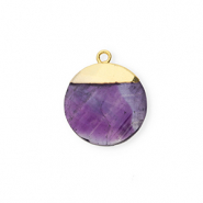 Ciondoli in pietra naturale Ametista tonda viola-oro
