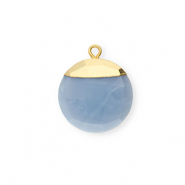 Ciondoli in pietra naturale Calcedonio tonda blu denim-oro