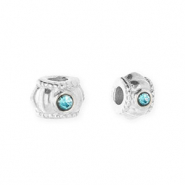 Perline in acciaio inossidabile anello con strass 6mm argento-blu
