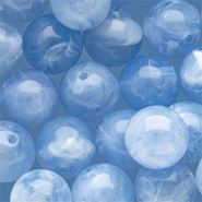 Perline in acrilico 14 mm tonda blu chiaro-bianco marmo