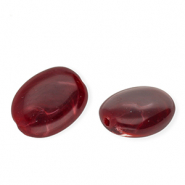 Perline in acrilico ovale rosso borgogna-bianco marmo