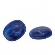 Perline in acrilico ovale blu scuro-multicolore-bianco marmo