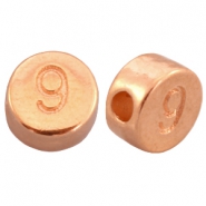 Perline numerico di metallo DQ con disegno numero 9 oro rosa (privo di nichel)