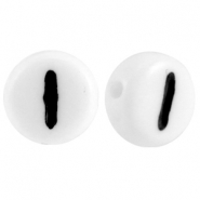 Perline alfabeto in acrilico con disegno lettera I bianco