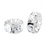 Perline strass 6 mm rondella argento - cristallo