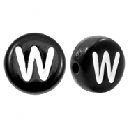 Perline alfabeto in acrilico con disegno lettera W nero