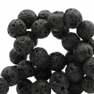 Perline in pietra naturale 8 mm pietra lavica opaca nero