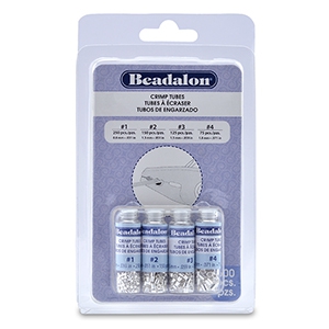 Beadalon schiaccini a tubo confezione 0.8mm, 1.3mm, 1.5mm, 1.8mm argento