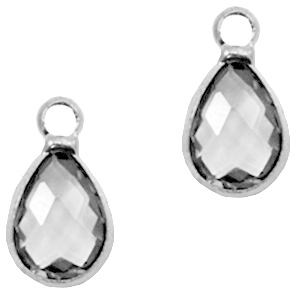 Pendenti di vetro Crystal Glass goccia nero diamante cristallo-argento