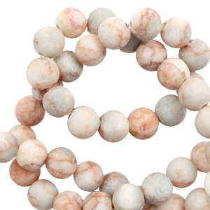 Perline in pietra naturale Calcite e Marmo 8mm opaca multicolore rosa - grigio