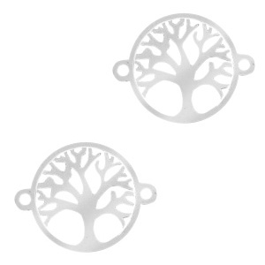 Ciondoli in acciaio inossidabile 13 mm distanziatore con disegno albero della vita argento