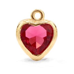 Pendenti di vetro Crystal Glass a forma di cuore rosa indiano-oro