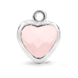 Pendenti di vetro Crystal Glass a forma di cuore rosa alabastro-argento
