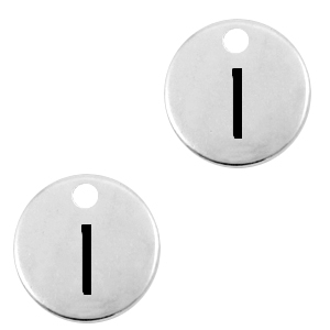 Ciondoli di metallo DQ lettera I argento antico (privo di nichel)