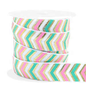 Nastro elastico con stampa freccia rosa-verde turchese