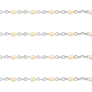 Componenti in acciaio inossidabile 1 mm catena stile rosario beige olio di mandorla-argento