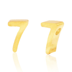 Perline in acciaio inossidabile con disegno numero 7 oro
