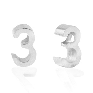 Perline in acciaio inossidabile con disegno numero 3 argento
