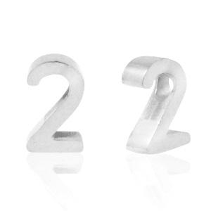 Perline in acciaio inossidabile con disegno numero 2 argento